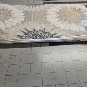Sunflower Print Travel Pouch in Beige and White